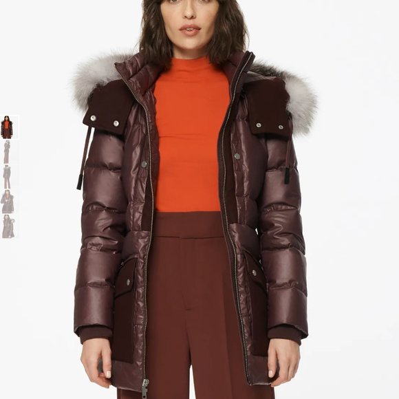 Andrew Marc Morro Coated Down Jacket, Burgundy, XL - Picture 1 of 8